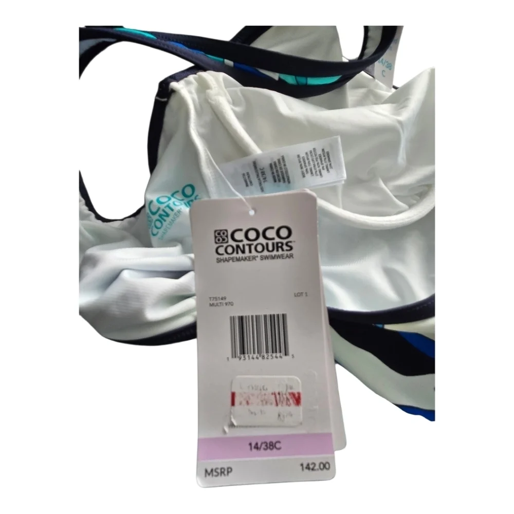 Coco Reef Blue and Green Artistic One Piece Swimsuit, SIZE 14, 38C - Picture 5 of 7